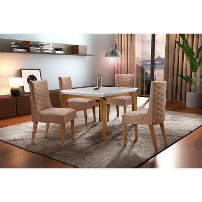 Sala Jantar Liz 120 Tampo Mdf Com 4 Cadeiras Safira Rufato Animale Chocolate Off White Imbuia