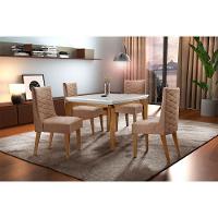 Sala Jantar Liz 120 Tampo Mdf Com 4 Cadeiras Safira Rufato Animale Chocolate Off White Imbuia - 1