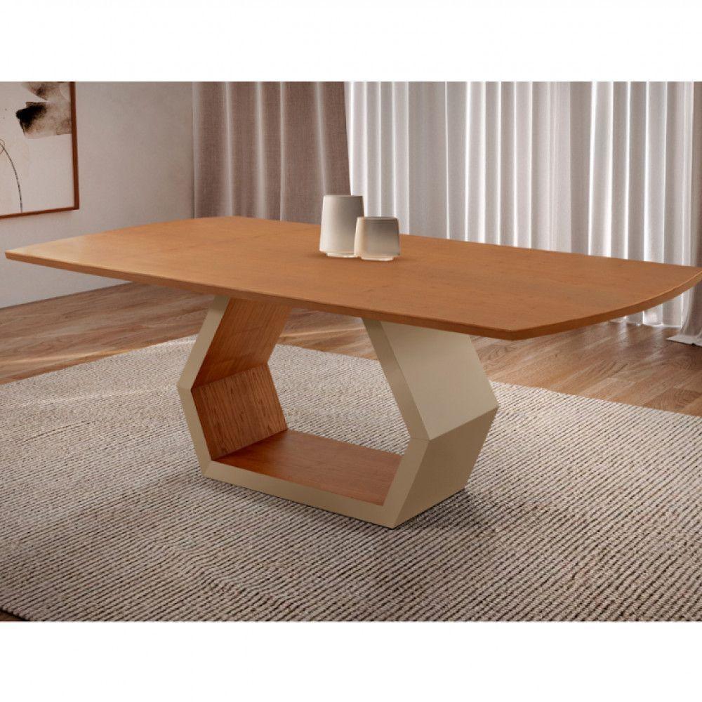 Mesa Para Sala De Jantar Ane Champanhe Com Cinamomo-cinamomo Imbuia - 2