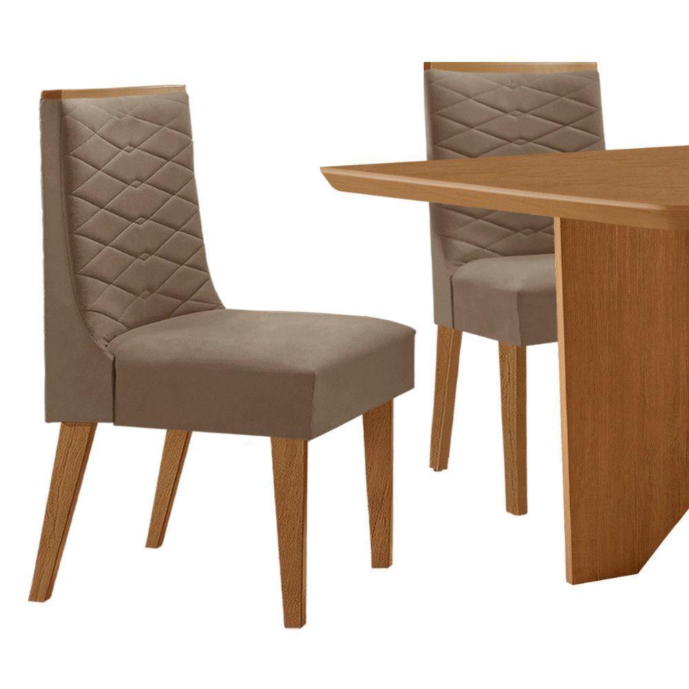 Mesa Evora 90 Mdf Canto Copo E Com 4 Cadeiras Safira Veludo Capuccino Naturalle - 8