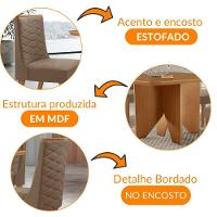 Mesa Evora 90 Mdf Canto Copo E Com 4 Cadeiras Safira Veludo Capuccino Naturalle - 6