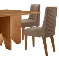 Mesa Evora 90 Mdf Canto Copo E Com 4 Cadeiras Safira Veludo Capuccino Naturalle - 7