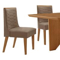 Mesa Evora 90 Mdf Canto Copo E Com 4 Cadeiras Safira Veludo Capuccino Naturalle - 8