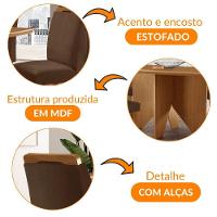Mesa Evora 120 Mdf Canto Copo E Com 4 Cadeiras Athenas Veludo Marrom Naturalle - 6