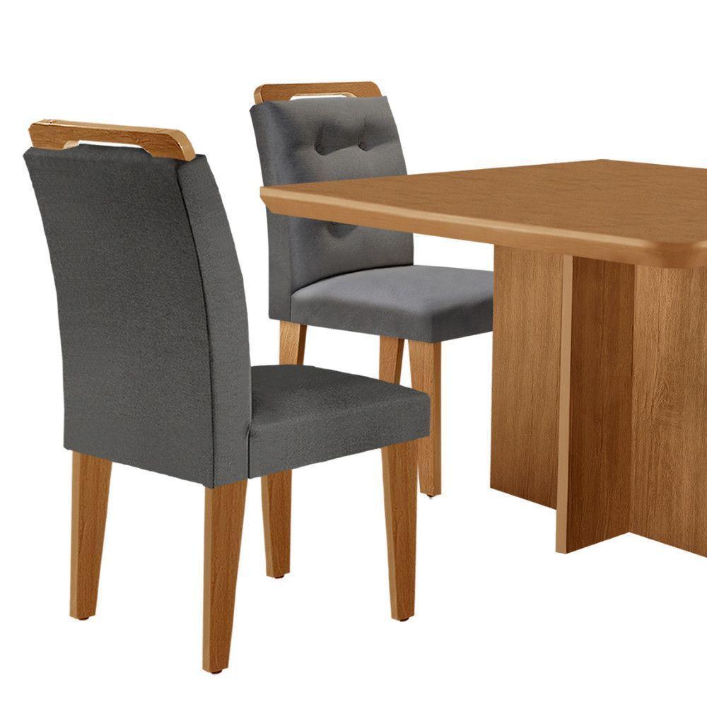 Mesa Olímpia 90cm Mdf Com 4 Cadeiras Carol Linho Grafite Naturalle - 7