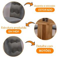 Mesa Olímpia 90cm Mdf Com 4 Cadeiras Carol Linho Grafite Naturalle - 6