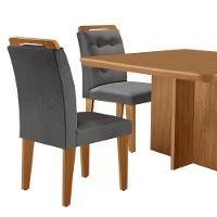 Mesa Olímpia 90cm Mdf Com 4 Cadeiras Carol Linho Grafite Naturalle - 7