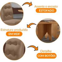 Mesa Evora 120 Mdf Canto Copo E Com 4 Cadeiras Carol Veludo Capuccino Naturalle - 6