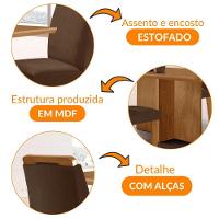 Mesa Olimpia 120 Mdf Canto Copo E Com 4 Cadeiras Athenas Veludo Marrom Naturalle - 6