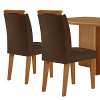 Mesa Olimpia 120 Mdf Canto Copo E Com 4 Cadeiras Athenas Veludo Marrom Naturalle - 7