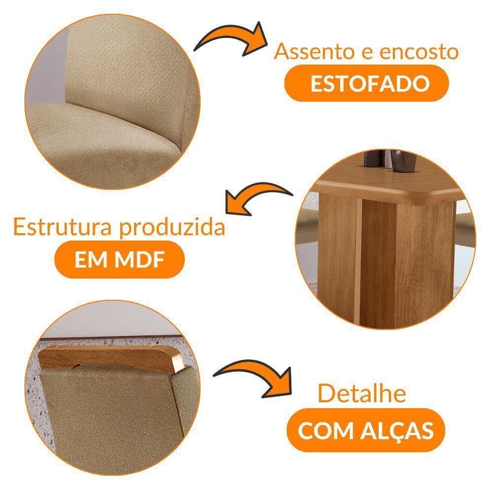 Mesa Olimpia 90 Mdf Canto Copo E Com 4 Cadeiras Athenas Turim 07 Naturalle - 6