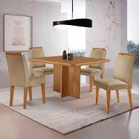 Mesa Olimpia 90 Mdf Canto Copo E Com 4 Cadeiras Athenas Turim 07 Naturalle - 1