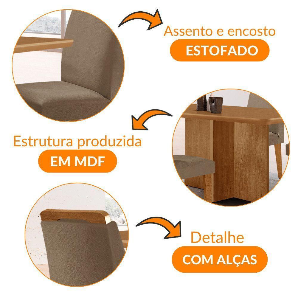 Mesa Olimpia 120 Mdf Canto Copo E Com 4 Cadeiras Athenas Veludo Capuccino Naturalle - 6