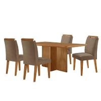 Mesa Olimpia 120 Mdf Canto Copo E Com 4 Cadeiras Athenas Veludo Capuccino Naturalle - 2