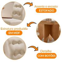 Mesa Evora 90 Mdf Com 4 Cadeiras Carol Veludo Creme Naturalle - 6