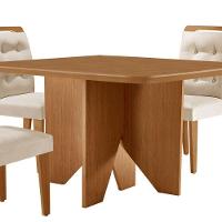 Mesa Evora 90 Mdf Com 4 Cadeiras Carol Veludo Creme Naturalle - 8