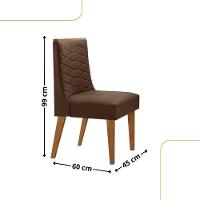 Mesa Liz 120 Mdf Canto Copo E Com 4 Cadeiras Safira Veludo Marrom Naturalle