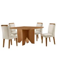 Mesa Evora 90 Mdf Com 4 Cadeiras Athenas Veludo Creme Naturalle - 2