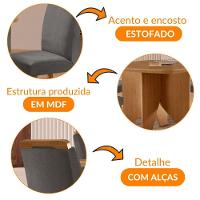 Mesa Evora 90 Mdf Com 4 Cadeiras Athenas Veludo Grafite Naturalle - 6