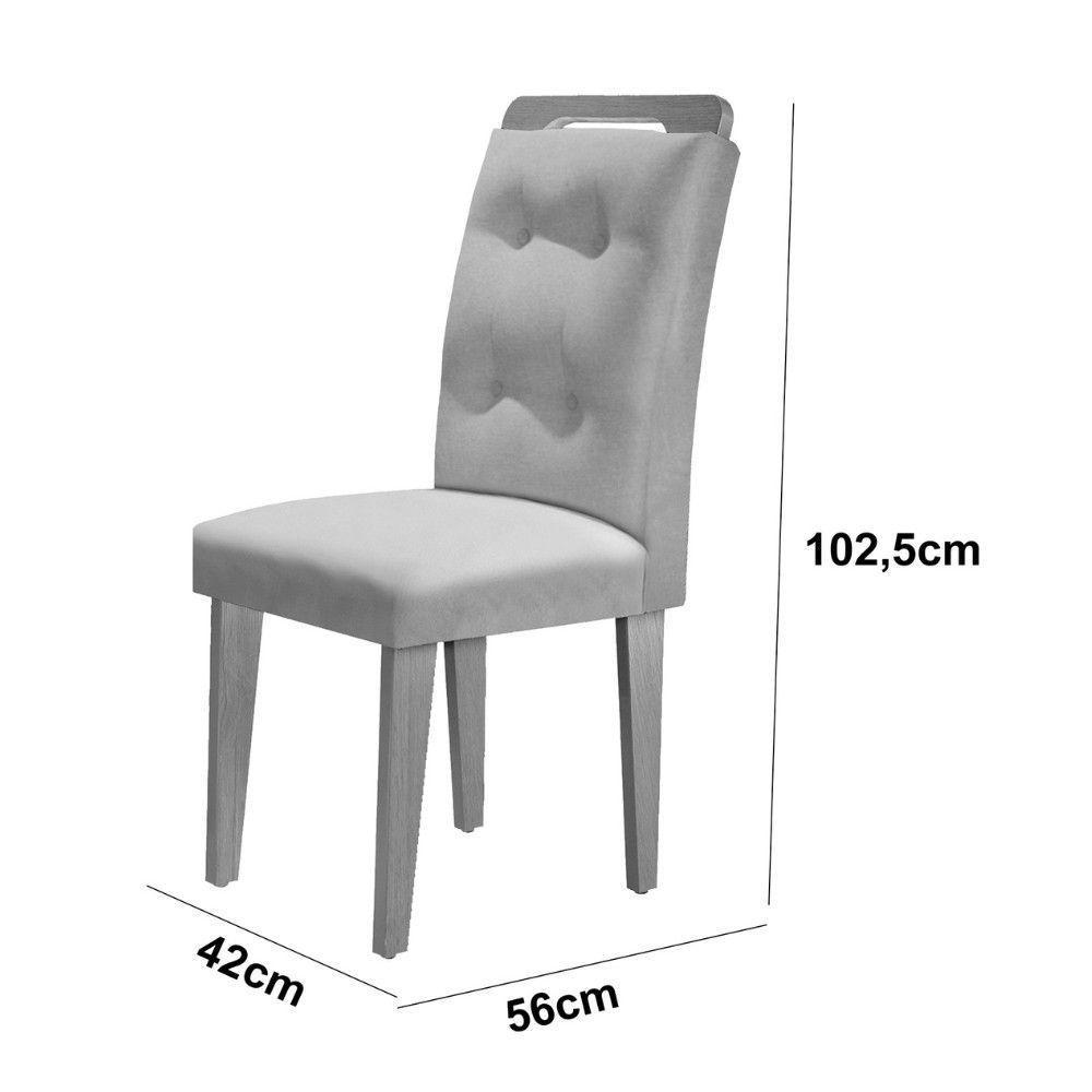 Mesa Evora 90 Mdf Com 4 Cadeiras Carol Linho Grafite Naturalle - 4