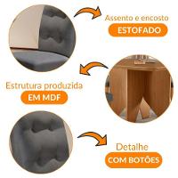 Mesa Evora 90 Mdf Com 4 Cadeiras Carol Linho Grafite Naturalle - 6