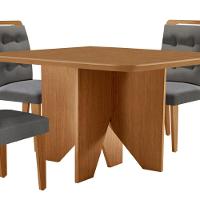 Mesa Evora 90 Mdf Com 4 Cadeiras Carol Linho Grafite Naturalle - 8