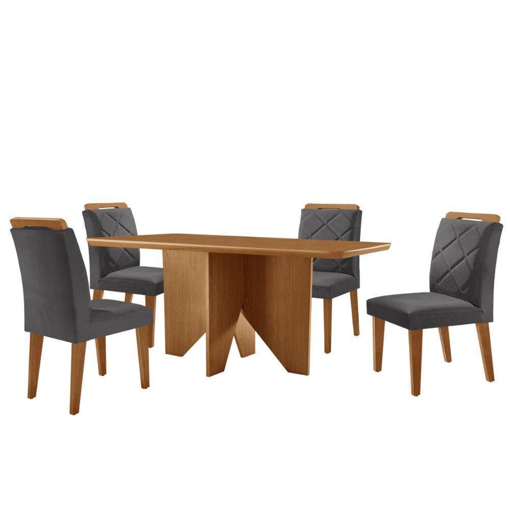 Mesa Evora 120 Mdf Com 4 Cadeiras Melissa Veludo Grafite Naturalle - 2