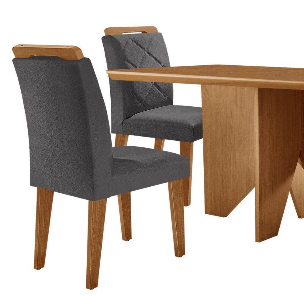 Mesa Evora 120 Mdf Com 4 Cadeiras Melissa Veludo Grafite Naturalle - 7