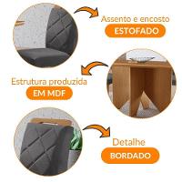 Mesa Evora 120 Mdf Com 4 Cadeiras Melissa Veludo Grafite Naturalle - 6