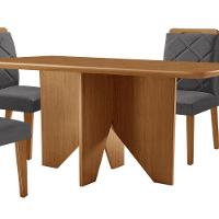 Mesa Evora 120 Mdf Com 4 Cadeiras Melissa Veludo Grafite Naturalle - 8