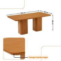 Mesa De Jantar Eloise 180cm Tampo Mdf Canto Copo Moderna Mob Naturalle - 3