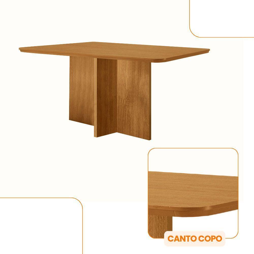 Mesa De Jantar Olímpia 120cm Tampo Mdf Canto Copo Naturalle - 3
