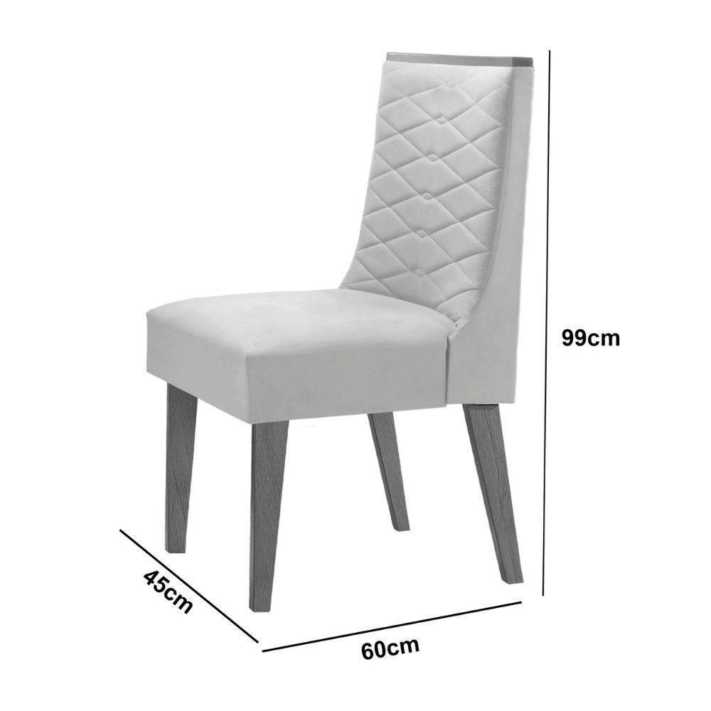 Mesa Olimpia 90 Mdf Com 4 Cadeiras Safira Linho Grafite Naturalle - 4