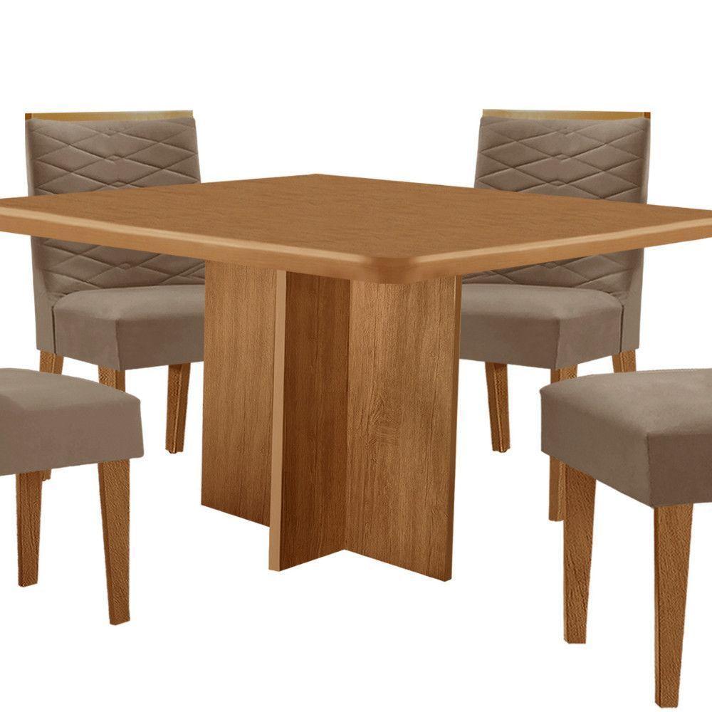 Mesa Olimpia 90 Mdf Com 4 Cadeiras Safira Linho Grafite Naturalle - 8