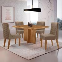 Mesa Olimpia 90 Mdf Com 4 Cadeiras Safira Linho Grafite Naturalle - 1