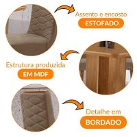 Mesa Olimpia 90 Mdf Com 4 Cadeiras Safira Linho Grafite Naturalle - 6