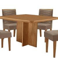 Mesa Olimpia 90 Mdf Com 4 Cadeiras Safira Linho Grafite Naturalle - 8