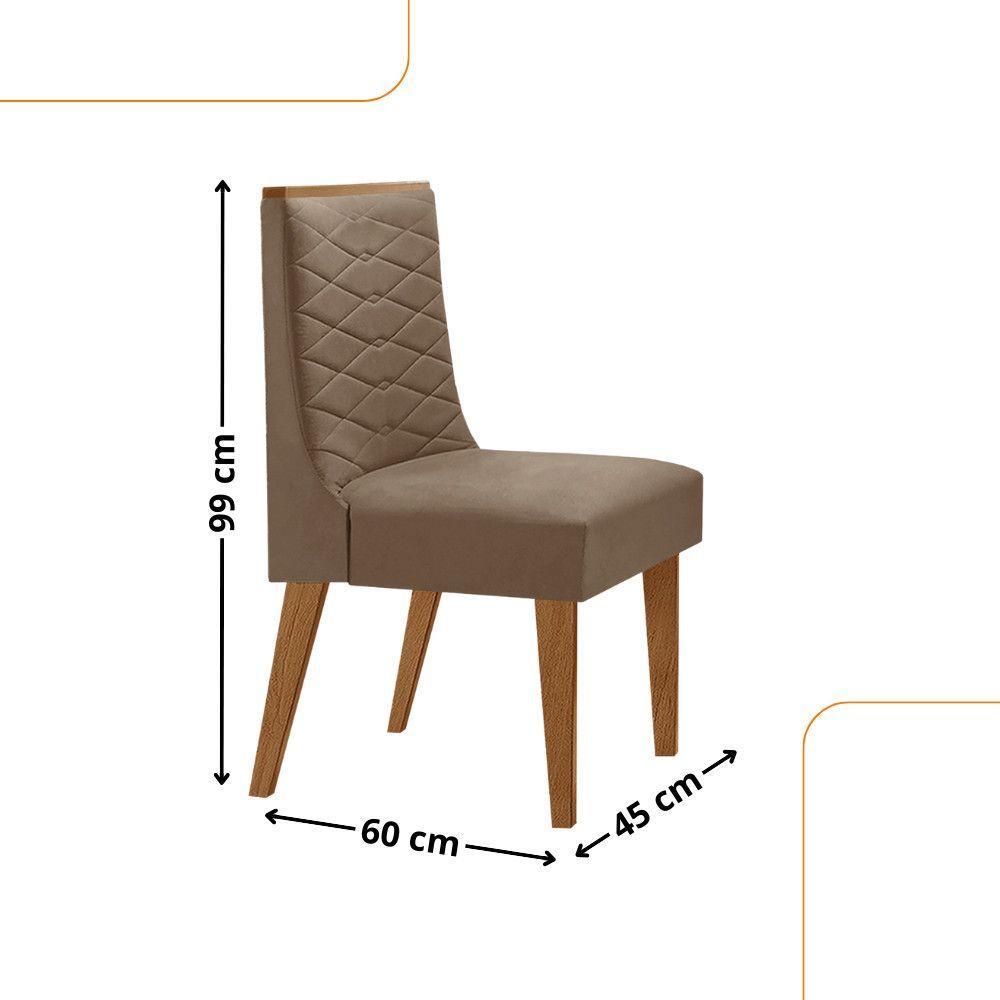 Mesa Liz 120 Mdf Canto Copo E Com 4 Cadeiras Safira Veludo Capuccino Naturalle - 4