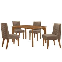 Mesa Liz 120 Mdf Canto Copo E Com 4 Cadeiras Safira Veludo Capuccino Naturalle - 2