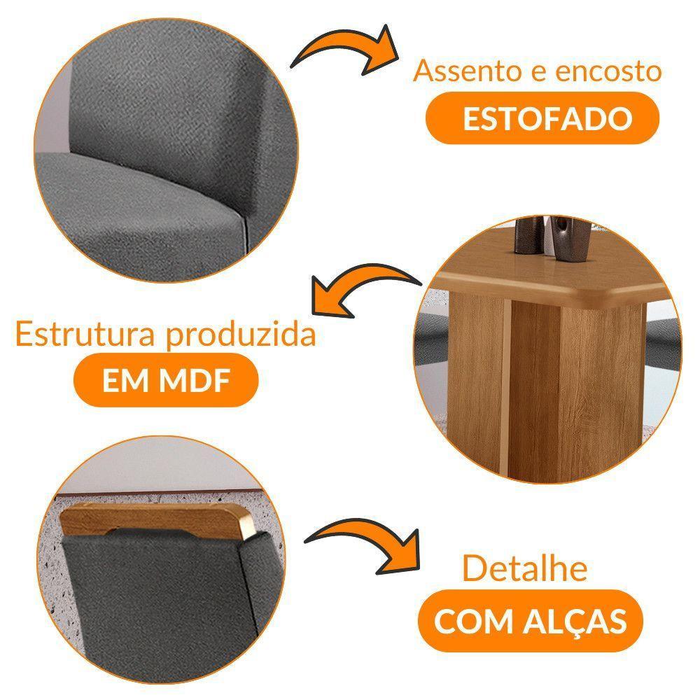 Mesa Olimpia 90 Mdf Com 4 Cadeiras Athenas Linho Grafite Naturalle - 2