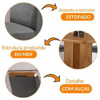 Mesa Olimpia 90 Mdf Com 4 Cadeiras Athenas Linho Grafite Naturalle - 2
