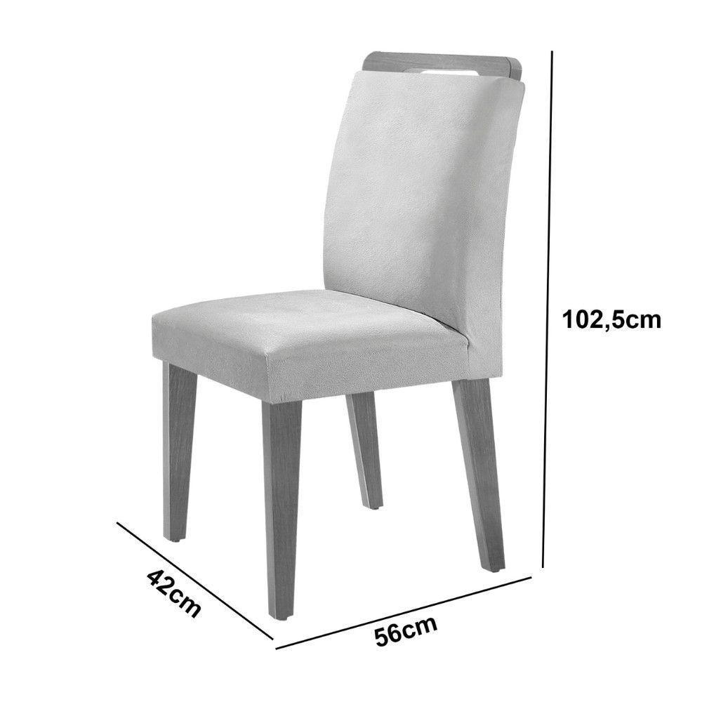 Mesa Olimpia 120 Mdf Com 4 Cadeiras Athenas Linho Grafite Naturalle - 4