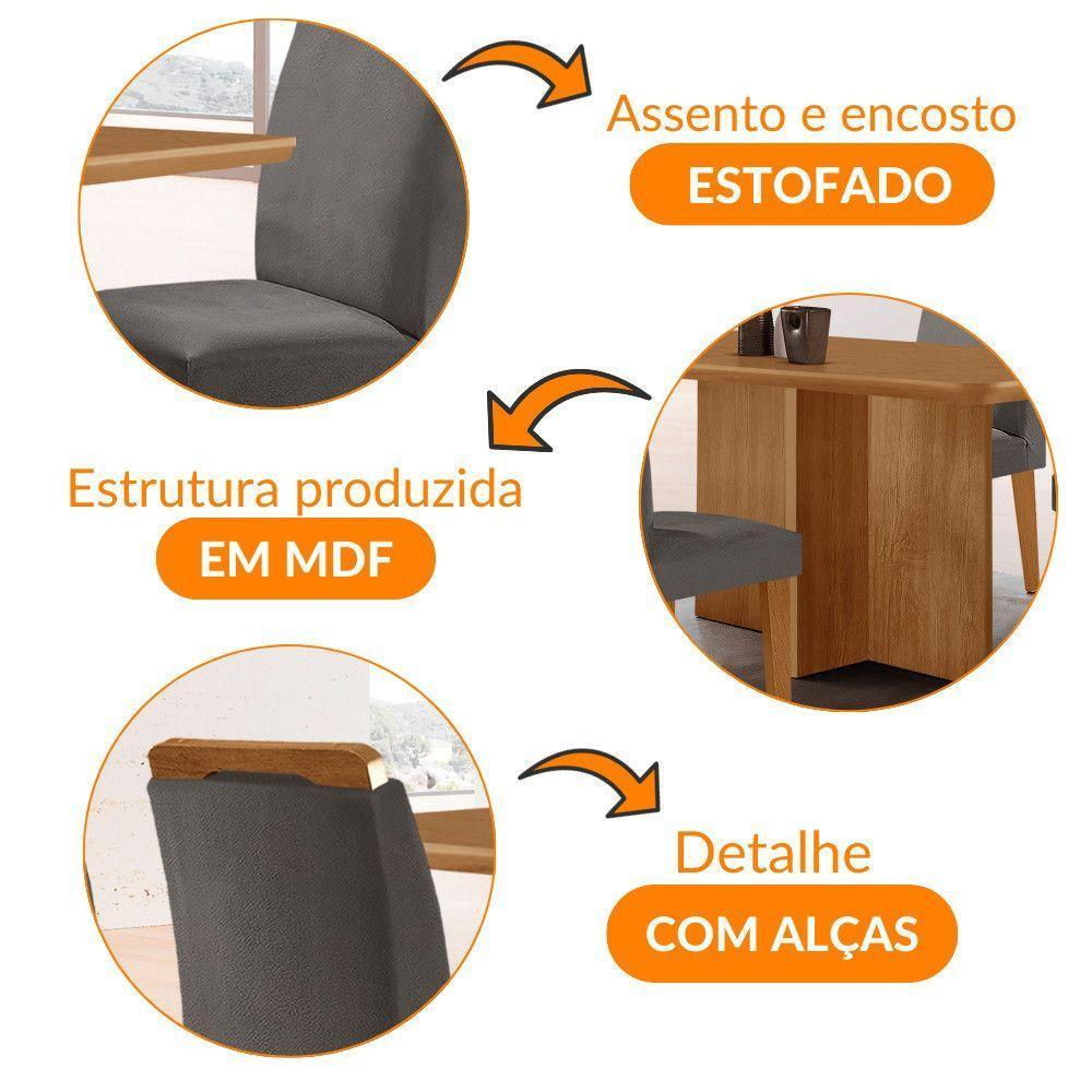 Mesa Olimpia 120 Mdf Com 4 Cadeiras Athenas Linho Grafite Naturalle - 6