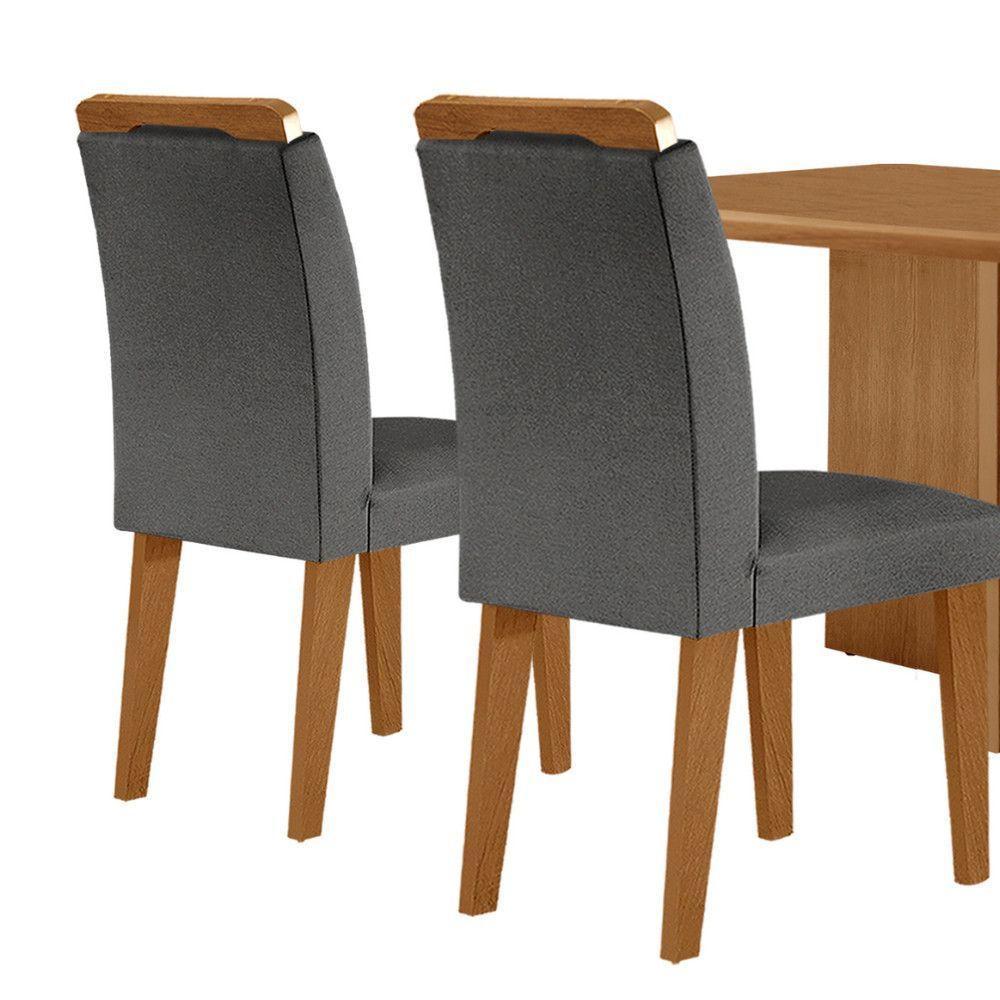 Mesa Olimpia 120 Mdf Com 4 Cadeiras Athenas Linho Grafite Naturalle - 7