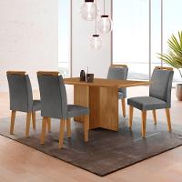 Mesa Olimpia 120 Mdf Com 4 Cadeiras Athenas Linho Grafite Naturalle - 1