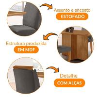 Mesa Olimpia 120 Mdf Com 4 Cadeiras Athenas Linho Grafite Naturalle - 6
