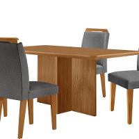 Mesa Olimpia 120 Mdf Com 4 Cadeiras Athenas Linho Grafite Naturalle - 8