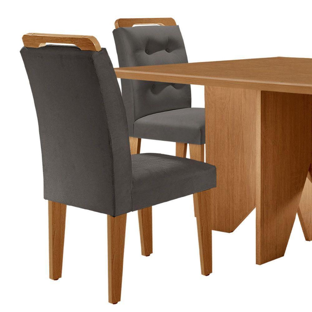 Mesa Evora 90 Mdf Com 4 Cadeiras Carol Veludo Grafite Naturalle - 7