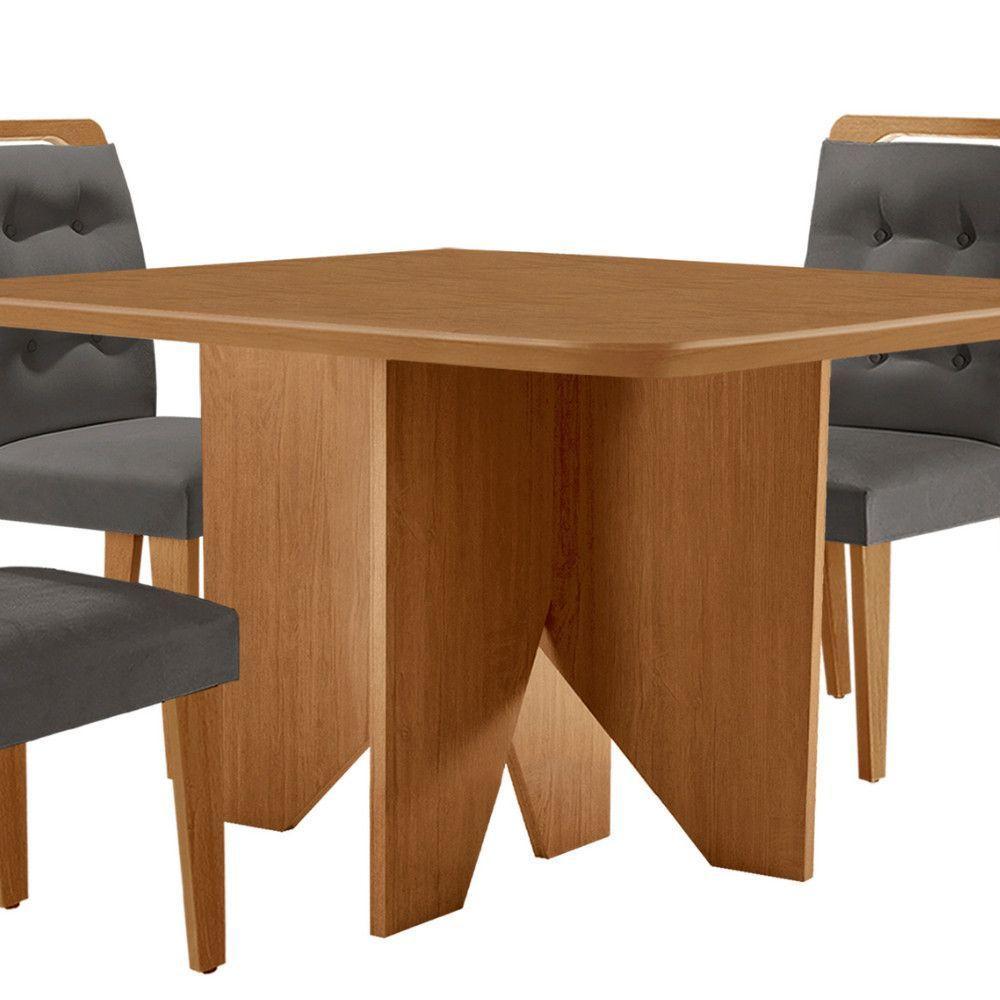 Mesa Evora 90 Mdf Com 4 Cadeiras Carol Veludo Grafite Naturalle - 8