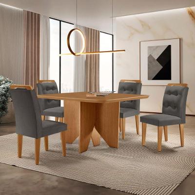 Mesa Evora 90 Mdf Com 4 Cadeiras Carol Veludo Grafite Naturalle